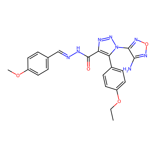 1-(4-amino-1,2,5-oxadiazol-3-yl)-5-(4-ethoxyphenyl)-N'-[(E)-(4-methoxyphenyl)methylidene]-1H-1,2,3-triazole-4-carbohydrazide structure