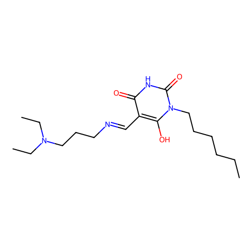 (5E)-5-[[3-(diethylamino)propylamino]methylidene]-1-hexyl-1,3-diazinane-2,4,6-trione structure