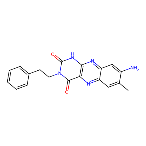 8-Amino-7-methyl-3-phenethyl-10H-benzo[g]pteridine-2,4-dione structure