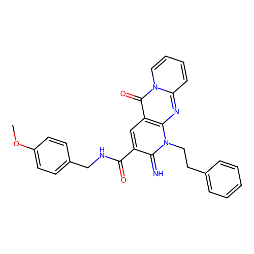 2-imino-N-(4-methoxybenzyl)-5-oxo-1-(2-phenylethyl)-1,5-dihydro-2H-dipyrido[1,2-a:2',3'-d]pyrimidine-3-carboxamide structure