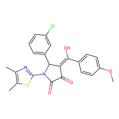 (4E)-5-(3-chlorophenyl)-1-(4,5-dimethyl-1,3-thiazol-2-yl)-4-[hydroxy(4-methoxyphenyl)methylidene]pyrrolidine-2,3-dione structure