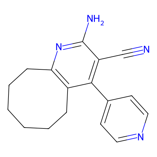 2-amino-4-(pyridin-4-yl)-5,6,7,8,9,10-hexahydrocycloocta[b]pyridine-3-carbonitrile structure