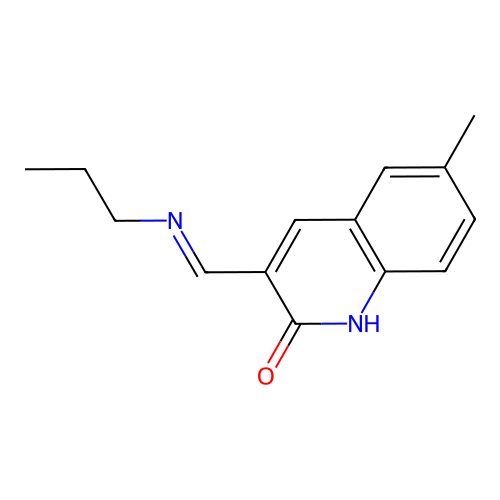 6-methyl-3-[(E)-(propylimino)methyl]quinolin-2(1H)-one structure