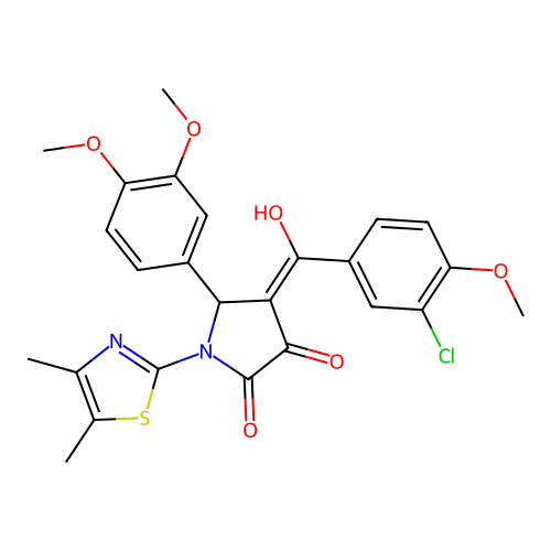 (4E)-4-[(3-chloro-4-methoxyphenyl)(hydroxy)methylidene]-5-(3,4-dimethoxyphenyl)-1-(4,5-dimethyl-1,3-thiazol-2-yl)pyrrolidine-2,3-dione structure