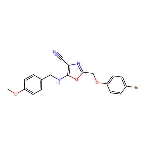 2-[(4-Bromophenoxy)methyl]-5-[(4-methoxybenzyl)amino]-1,3-oxazole-4-carbonitrile structure