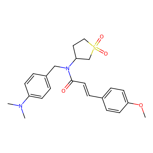 (2E)-N-[4-(dimethylamino)benzyl]-N-(1,1-dioxidotetrahydrothiophen-3-yl)-3-(4-methoxyphenyl)prop-2-enamide structure