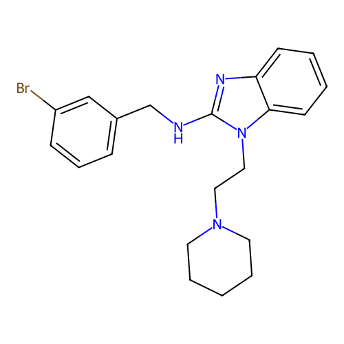N-(3-bromobenzyl)-1-[2-(piperidin-1-yl)ethyl]-1H-benzimidazol-2-amine structure