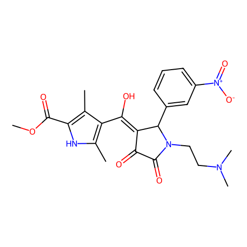 methyl 4-({1-[2-(dimethylamino)ethyl]-4-hydroxy-2-(3-nitrophenyl)-5-oxo(3-pyrr olin-3-yl)}carbonyl)-3,5-dimethylpyrrole-2-carboxylate structure