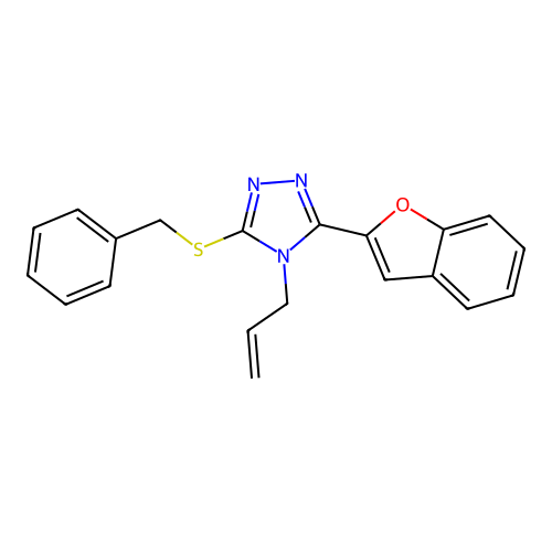 3-(1-benzofuran-2-yl)-5-(benzylsulfanyl)-4-(prop-2-en-1-yl)-4H-1,2,4-triazole structure