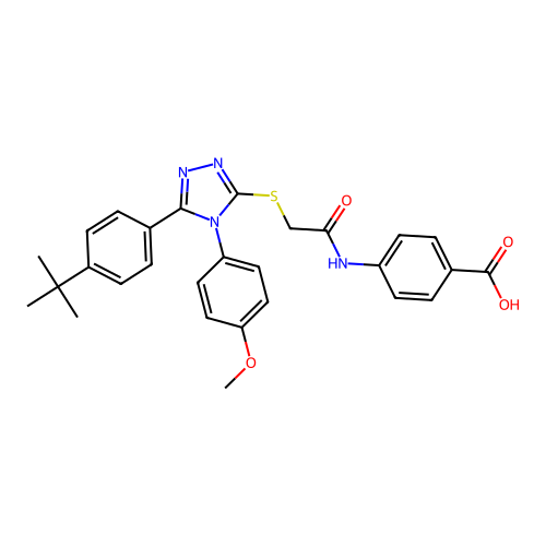 4-(2-((5-(4-(tert-butyl)phenyl)-4-(4-methoxyphenyl)-4H-1,2,4-triazol-3-yl)thio)acetamido)benzoic acid structure