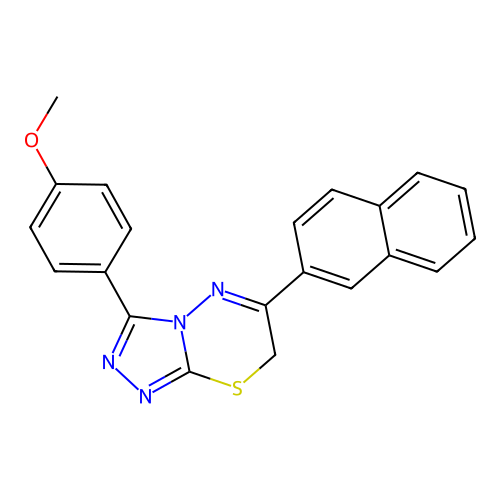 3-(4-methoxyphenyl)-6-(naphthalen-2-yl)-7H-[1,2,4]triazolo[3,4-b][1,3,4]thiadiazine structure