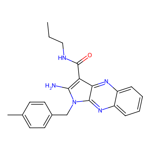 2-amino-1-(4-methylbenzyl)-N-propyl-1H-pyrrolo[2,3-b]quinoxaline-3-carboxamide structure