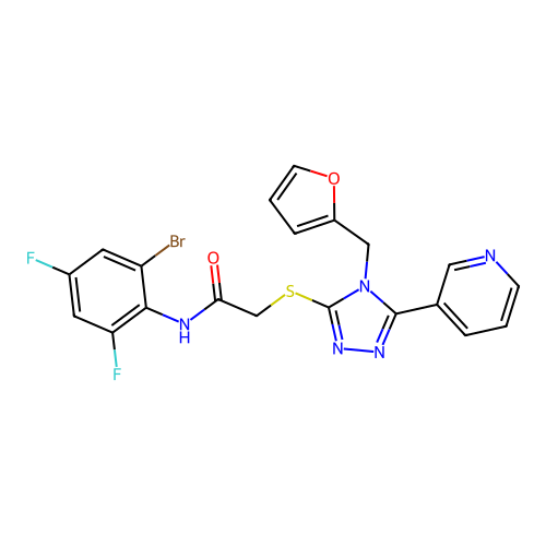 N-(2-bromo-4,6-difluorophenyl)-2-{[4-(furan-2-ylmethyl)-5-(pyridin-3-yl)-4H-1,2,4-triazol-3-yl]sulfanyl}acetamide structure