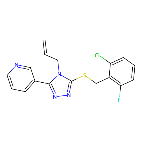 3-(4-allyl-5-((2-chloro-6-fluorobenzyl)thio)-4H-1,2,4-triazol-3-yl)pyridine structure