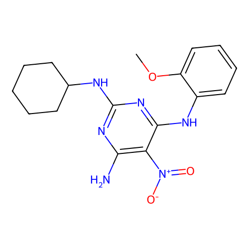 [6-Amino-2-(cyclohexylamino)-5-nitropyrimidin-4-yl](2-methoxyphenyl)amine structure