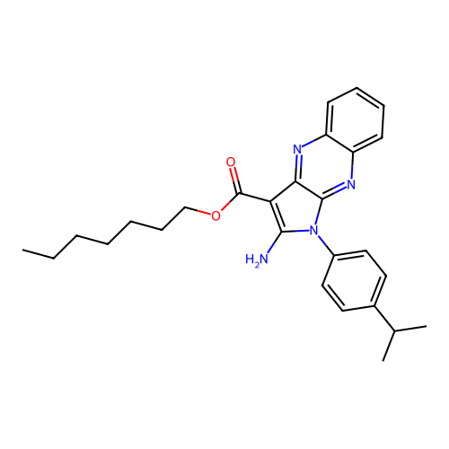 heptyl 2-amino-1-(4-isopropylphenyl)-1H-pyrrolo[2,3-b]quinoxaline-3-carboxylate structure