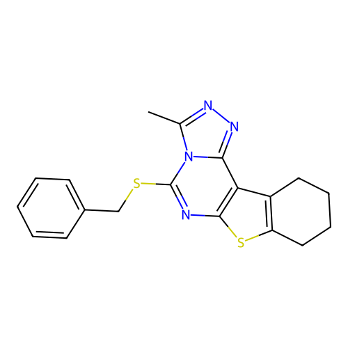 5-(benzylsulfanyl)-3-methyl-8,9,10,11-tetrahydro[1]benzothieno[3,2-e][1,2,4]triazolo[4,3-c]pyrimidine structure