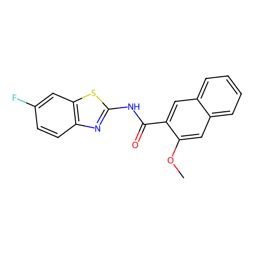 N-(6-fluorobenzo[d]thiazol-2-yl)-3-methoxy-2-naphthamide structure