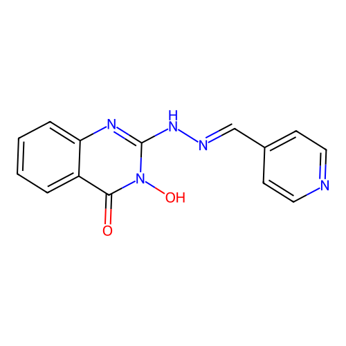 3-hydroxy-2-[(2E)-2-(pyridin-4-ylmethylidene)hydrazinyl]quinazolin-4(3H)-one structure