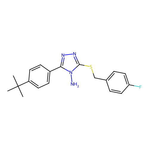 3-(4-tert-butylphenyl)-5-[(4-fluorobenzyl)sulfanyl]-4H-1,2,4-triazol-4-amine structure