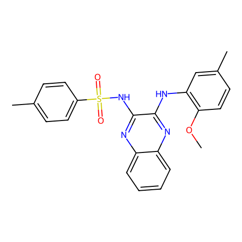 N-(3-((2-methoxy-5-methylphenyl)amino)quinoxalin-2-yl)-4-methylbenzenesulfonamide structure