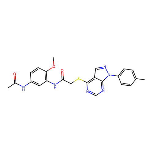 N-(5-acetamido-2-methoxyphenyl)-2-((1-(p-tolyl)-1H-pyrazolo[3,4-d]pyrimidin-4-yl)thio)acetamide structure