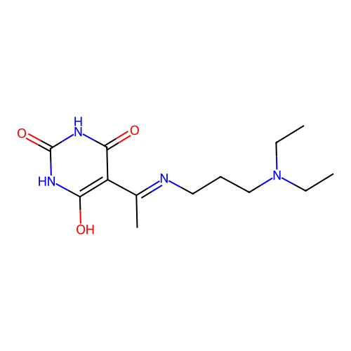 5-[1-(3-diethylaminopropylamino)ethylidene]-1,3-diazinane-2,4,6-trione structure