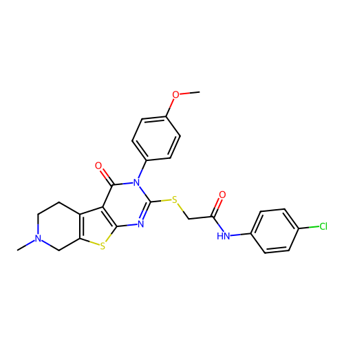 N-(4-chlorophenyl)-2-((3-(4-methoxyphenyl)-7-methyl-4-oxo-3,4,5,6,7,8-hexahydropyrido[4',3':4,5]thieno[2,3-d]pyrimidin-2-yl)thio)acetamide structure