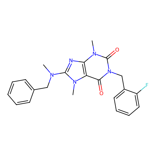 8-[benzyl(methyl)amino]-1-(2-fluorobenzyl)-3,7-dimethyl-3,7-dihydro-1H-purine-2,6-dione structure