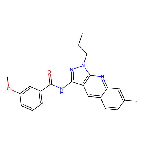 3-methoxy-N-(7-methyl-1-propyl-1H-pyrazolo[3,4-b]quinolin-3-yl)benzamide structure