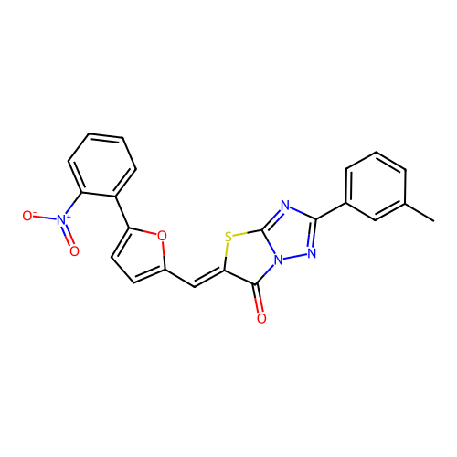 (5Z)-2-(3-methylphenyl)-5-[[5-(2-nitrophenyl)furan-2-yl]methylidene]-[1,3]thiazolo[3,2-b][1,2,4]triazol-6-one structure
