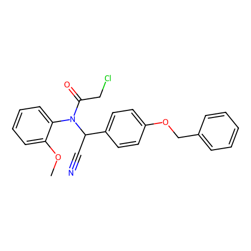 N-((4-(benzyloxy)phenyl)(cyano)methyl)-2-chloro-N-(2-methoxyphenyl)acetamide structure