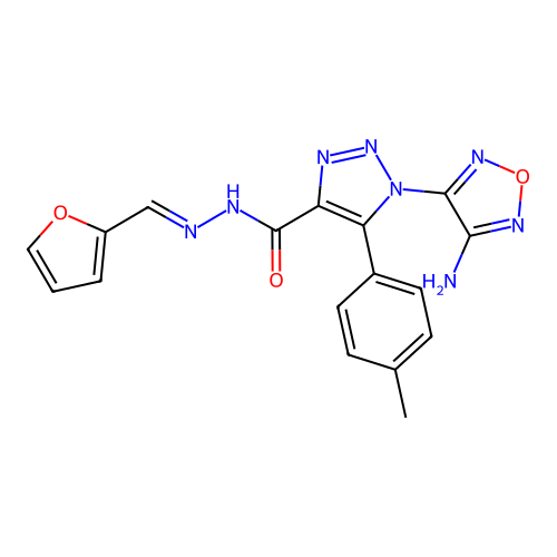 (E)-1-(4-amino-1,2,5-oxadiazol-3-yl)-N'-(furan-2-ylmethylene)-5-(p-tolyl)-1H-1,2,3-triazole-4-carbohydrazide structure