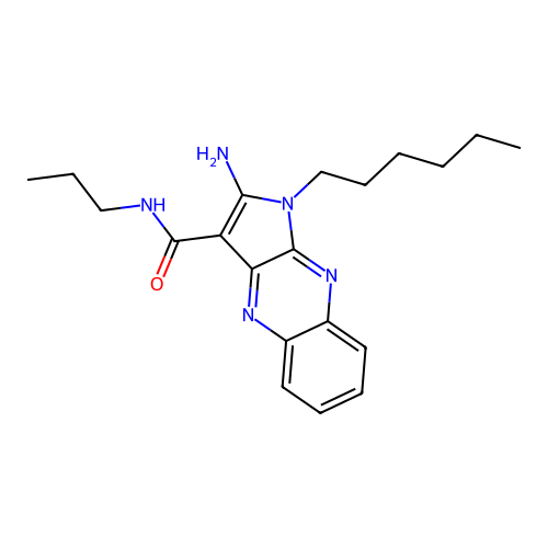 2-amino-1-hexyl-N-propyl-1H-pyrrolo[2,3-b]quinoxaline-3-carboxamide structure
