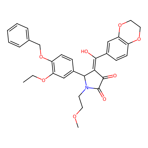 5-(4-(benzyloxy)-3-ethoxyphenyl)-4-(2,3-dihydrobenzo[b][1,4]dioxine-6-carbonyl)-3-hydroxy-1-(2-methoxyethyl)-1h-pyrrol-2(5h)-one structure