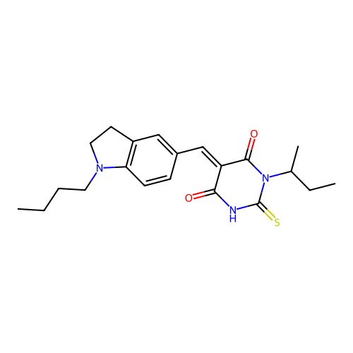(5E)-1-(butan-2-yl)-5-[(1-butyl-2,3-dihydro-1H-indol-5-yl)methylidene]-2-sulfanylpyrimidine-4,6(1H,5H)-dione structure