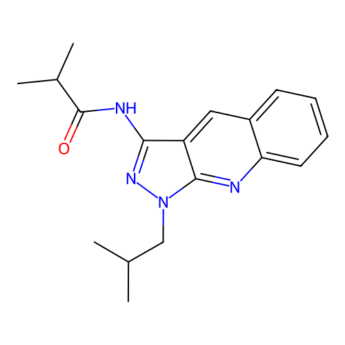 2-methyl-N-[1-(2-methylpropyl)pyrazolo[3,4-b]quinolin-3-yl]propanamide structure