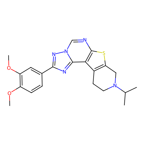 2-(3,4-dimethoxyphenyl)-9-(propan-2-yl)-8,9,10,11-tetrahydropyrido[4',3':4,5]thieno[3,2-e][1,2,4]triazolo[1,5-c]pyrimidine structure