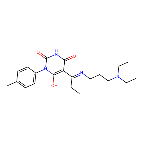 (5E)-5-[1-[3-(diethylamino)propylamino]propylidene]-1-(4-methylphenyl)-1,3-diazinane-2,4,6-trione structure