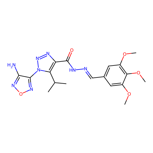 (E)-1-(4-amino-1,2,5-oxadiazol-3-yl)-5-isopropyl-N'-(3,4,5-trimethoxybenzylidene)-1H-1,2,3-triazole-4-carbohydrazide structure