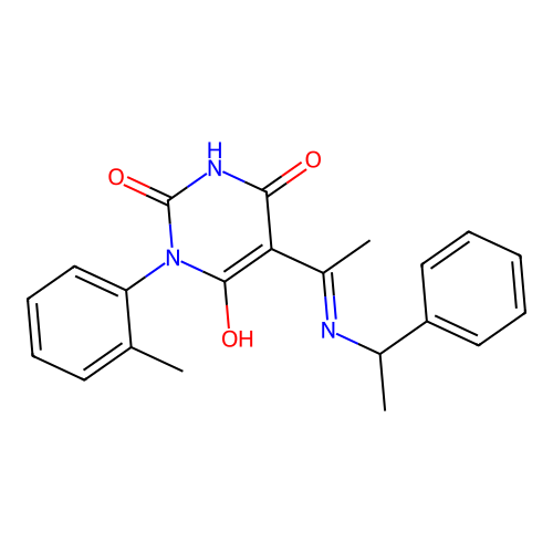 1-(2-methylphenyl)-5-[1-(1-phenylethylamino)ethylidene]-1,3-diazinane-2,4,6-trione structure
