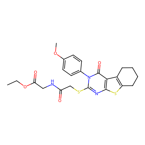 ethyl 2-(2-((3-(4-methoxyphenyl)-4-oxo-3,4,5,6,7,8-hexahydrobenzo[4,5]thieno[2,3-d]pyrimidin-2-yl)thio)acetamido)acetate structure