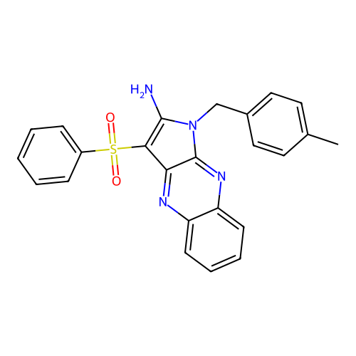 1-(4-methylbenzyl)-3-(phenylsulfonyl)-1H-pyrrolo[2,3-b]quinoxalin-2-amine structure