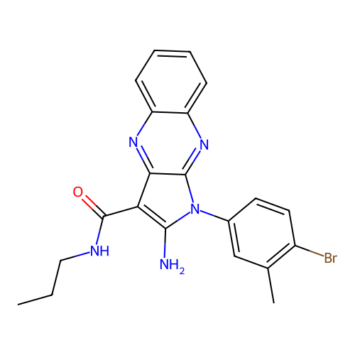 2-amino-1-(4-bromo-3-methylphenyl)-N-propyl-1H-pyrrolo[2,3-b]quinoxaline-3-carboxamide structure