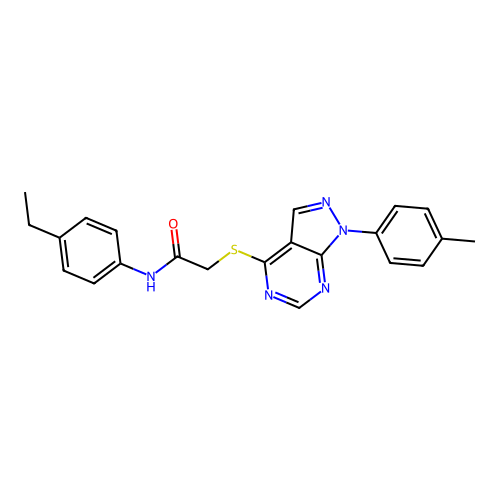N-(4-ethylphenyl)-2-((1-(p-tolyl)-1H-pyrazolo[3,4-d]pyrimidin-4-yl)thio)acetamide structure