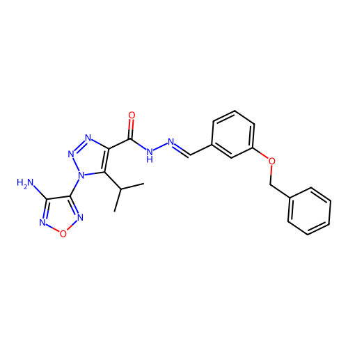 1-(4-amino-1,2,5-oxadiazol-3-yl)-N'-{(E)-[3-(benzyloxy)phenyl]methylidene}-5-(propan-2-yl)-1H-1,2,3-triazole-4-carbohydrazide structure