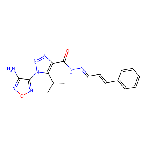 (E)-1-(4-amino-1,2,5-oxadiazol-3-yl)-5-isopropyl-N'-((E)-3-phenylallylidene)-1H-1,2,3-triazole-4-carbohydrazide structure