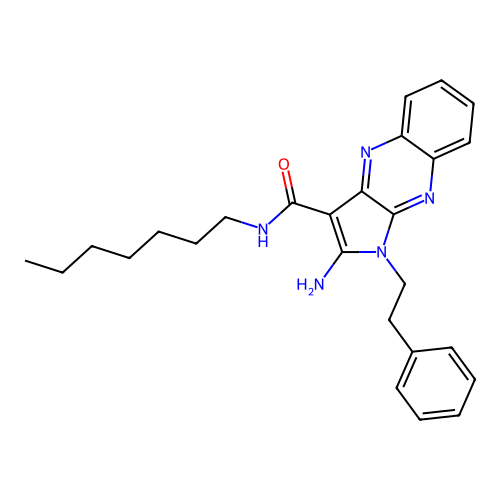 2-amino-N-heptyl-1-(2-phenylethyl)-1H-pyrrolo[2,3-b]quinoxaline-3-carboxamide structure