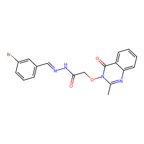 (E)-N'-(3-bromobenzylidene)-2-((2-methyl-4-oxoquinazolin-3(4H)-yl)oxy)acetohydrazide structure