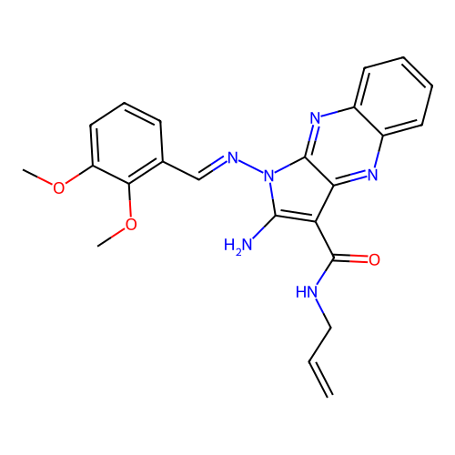 (E)-N-allyl-2-amino-1-((2,3-dimethoxybenzylidene)amino)-1H-pyrrolo[2,3-b]quinoxaline-3-carboxamide structure